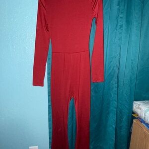 SHEIN Chic Red Long Sleeve Jumpsuit